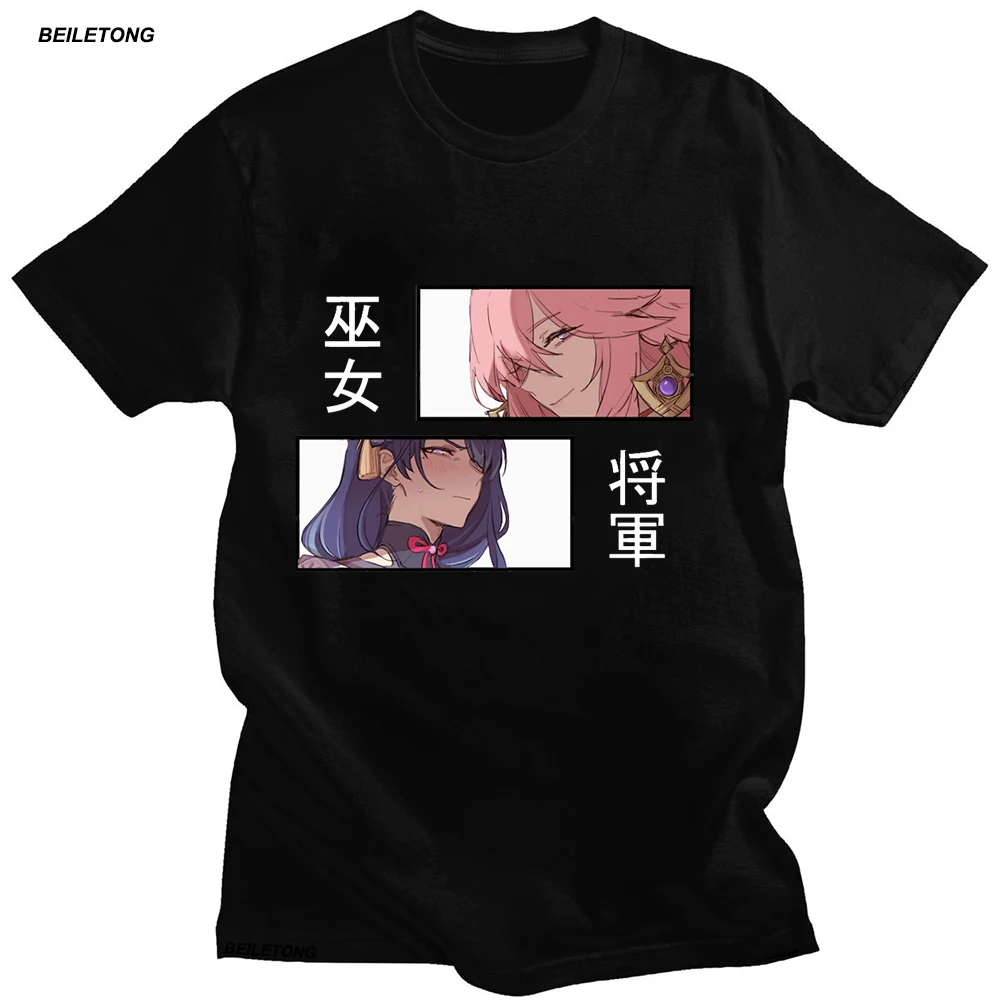 Genshin Impact T Shirt Yae Miko T-shirt Unisex Kawaii Summer Tops Women Game Graphic Tees Harajuku Cartoon Funny Shirt Female