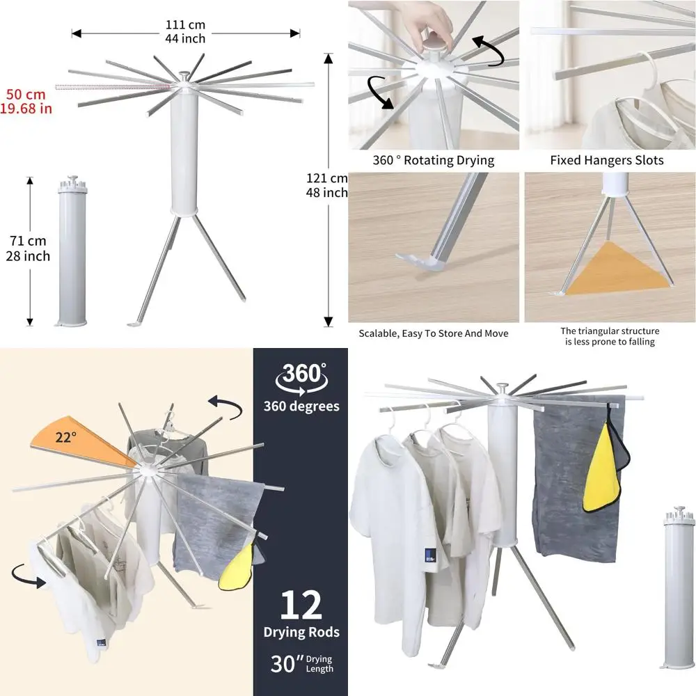 

Портативная складная алюминиевая сушилка для одежды с 12 вешалками для стирки и домашнего использования