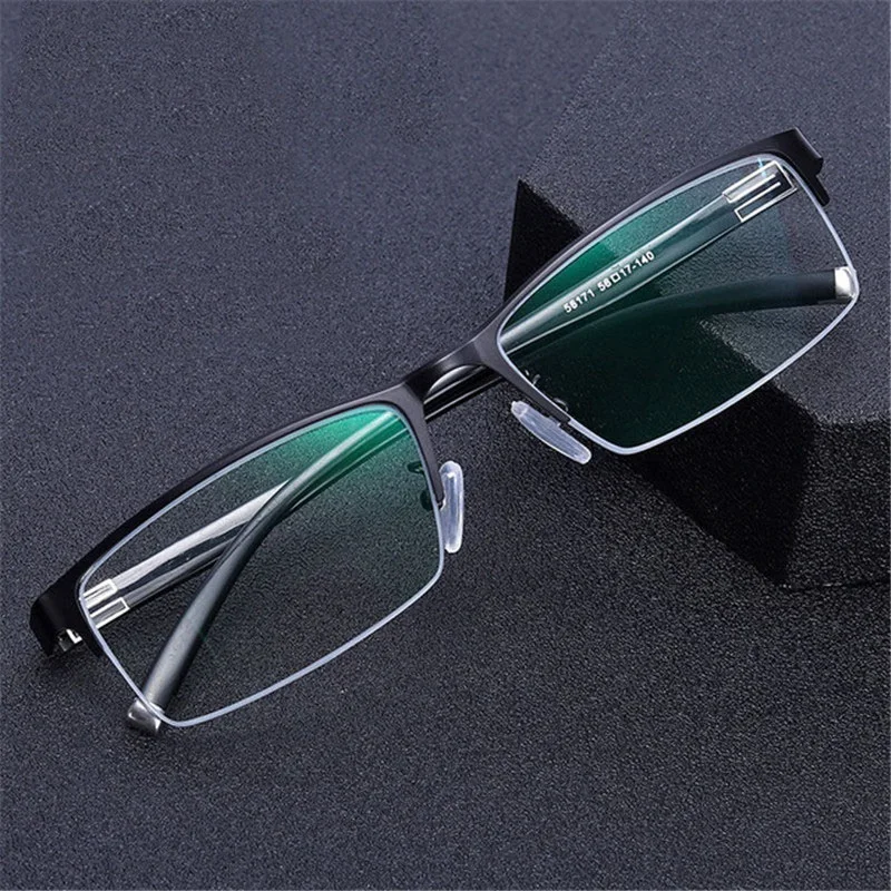 Metalen Halve Frame Bijziendheid Bril Vierkante Bijziendheid Bril Mannen Vrouwen Anti Blauw Licht Bijziendheid Eyewear Bril Dioptrie 0 -1.0 tot 6.0