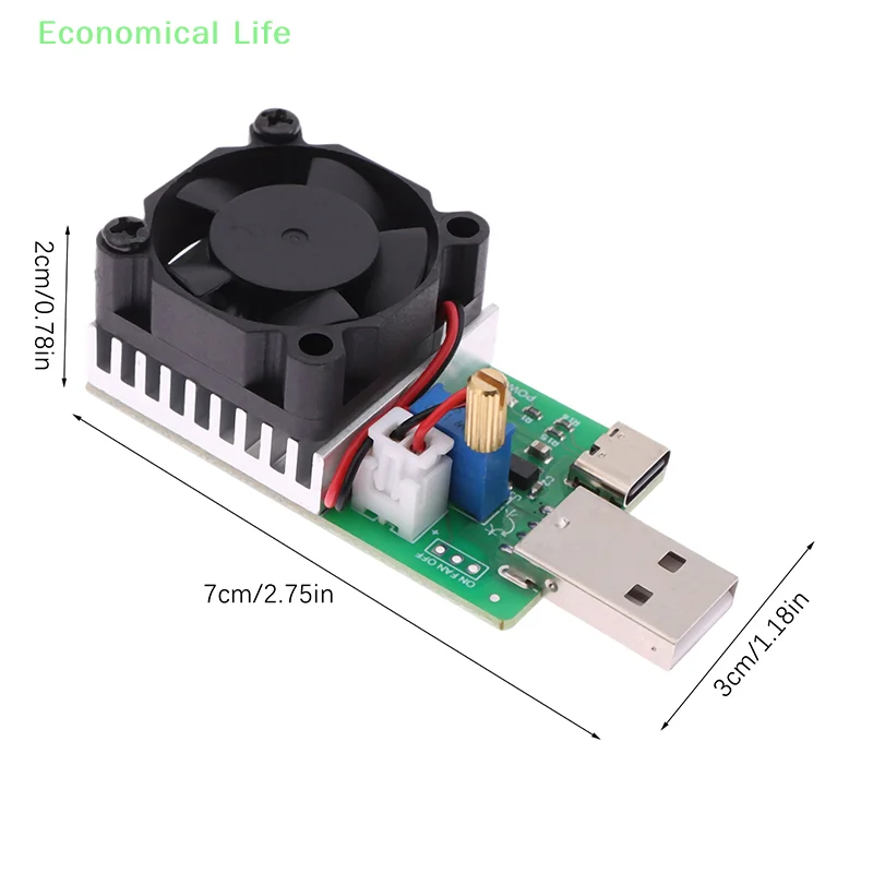 13 فولت/22W3A 3.7 فولت ~ 13 فولت اختبار تفريغ الطاقة الإلكترونية USB/Type-C 0.15A ~ 3A وحدة اختبار المقاوم القابلة للتعديل مع مروحة التبريد