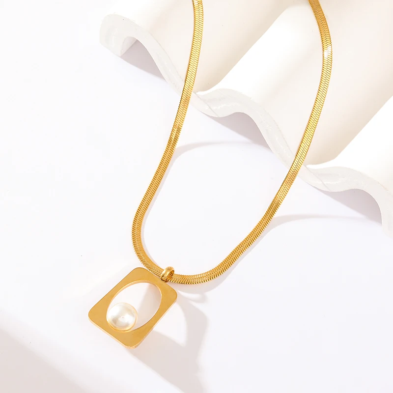 EILIECK 316L Edelstahl Geometrische Perlenkette Ohrringe Trendy Für Frauen Neues Party-Geschenk Goldfarben Wasserdichtes Schmuckset – Detail 15
