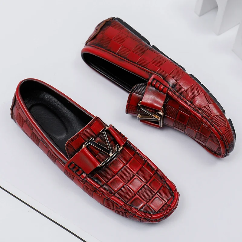 

New Genuine Leather Mens Casual Shoes High Quality Brand Cowhide Leather Shoes Crocodile Pattern Loafers Moccasin Shoes for Men