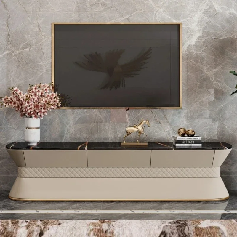 

Affordable Luxury Style TV Cabinet Italian Post-Modern Living Room Bedroom Stone Plate Marble Furniture