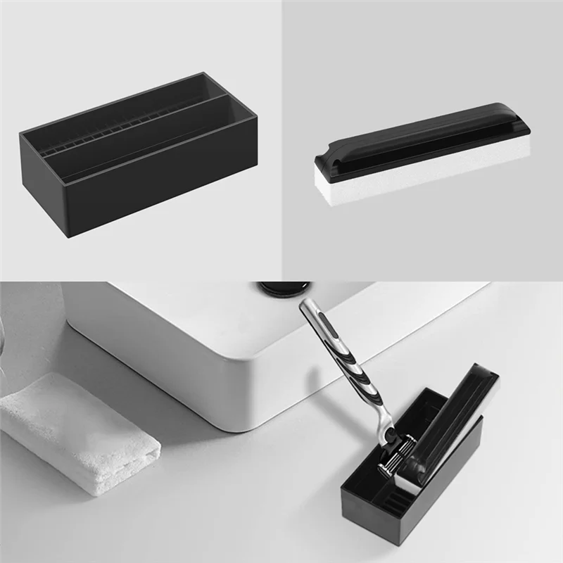 Set di strumenti per la pulizia e la pulizia della barba, 1 pulizia della barba e 1 supporto per barra di pulizia, per la rasatura del lavandino del bagno degli uomini