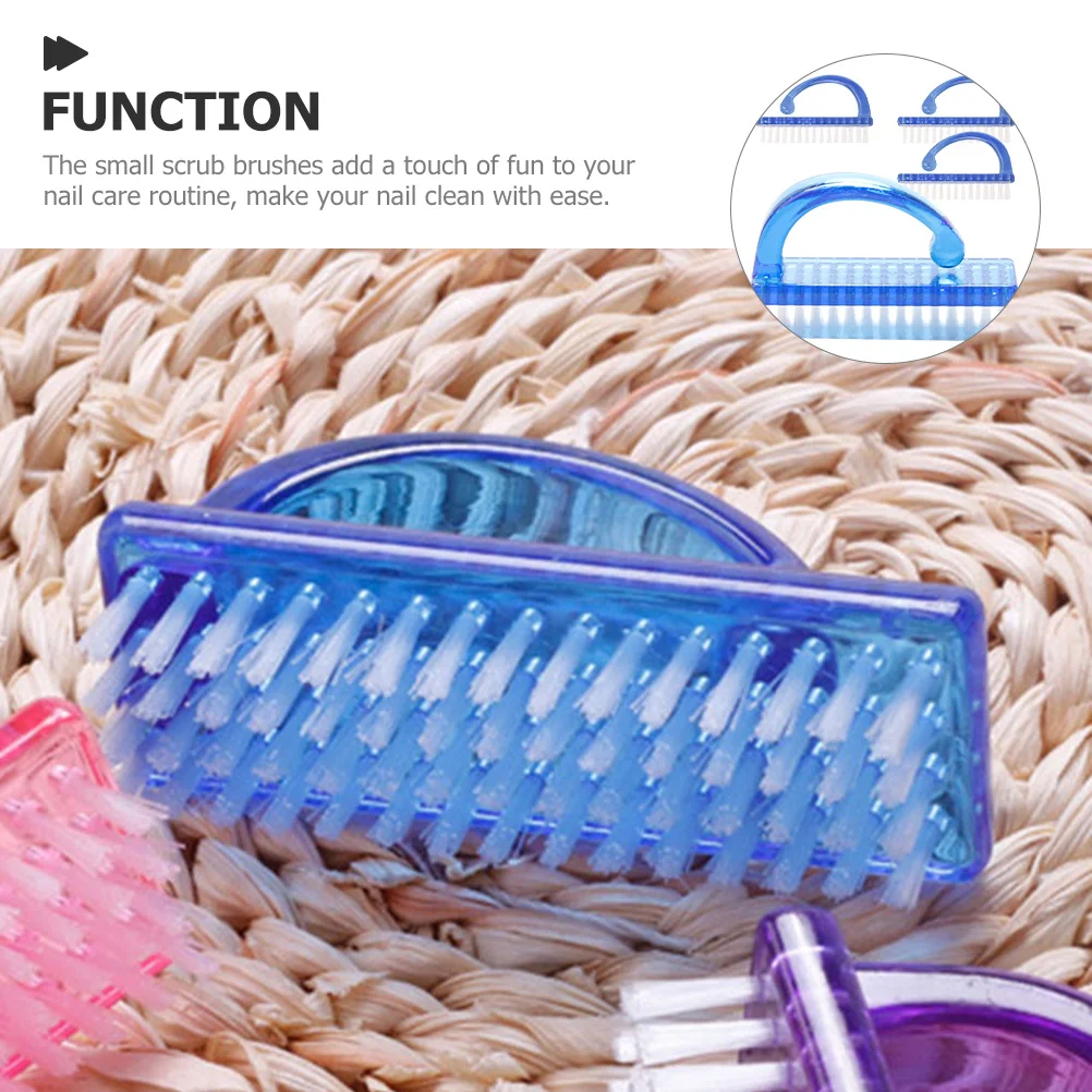 4 Uds. Cepillo de uñas para limpiar las uñas, cepillos de plástico para uñas, cerdas rígidas, cepillo portátil para uñas de los pies, manicura