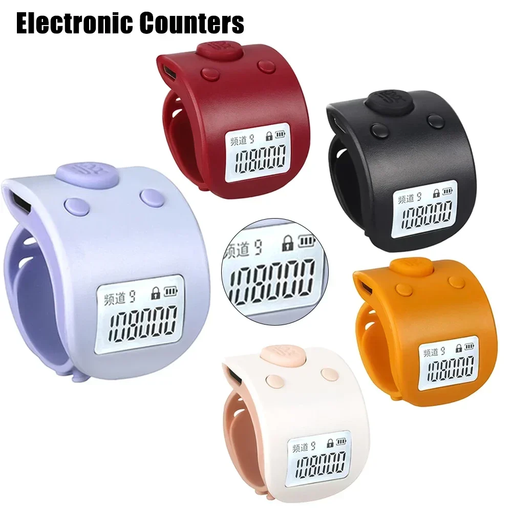 Prayer Tally Counters Electronic Counting Mini Finger 6 Digital Hand Tally Buddha Counter Ring Clicker Digit Rechargeable