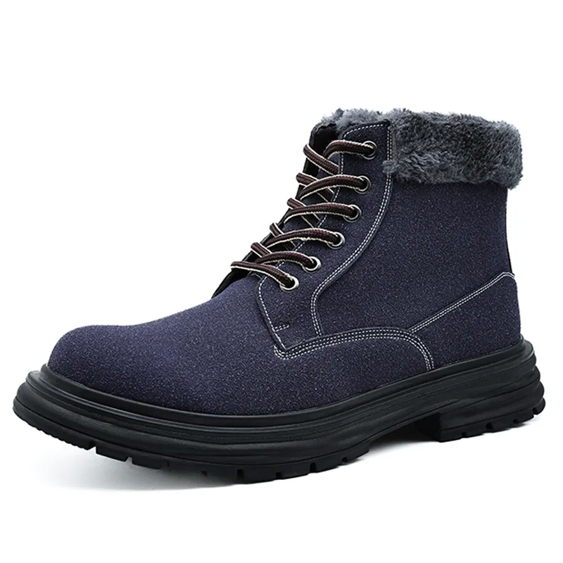 Men's Winter Shoes Plus Velvet and Thick Cotton Shoes Men's Outdoor Snow Boots Thick Soles Comfort and Heightening Cotton Boots