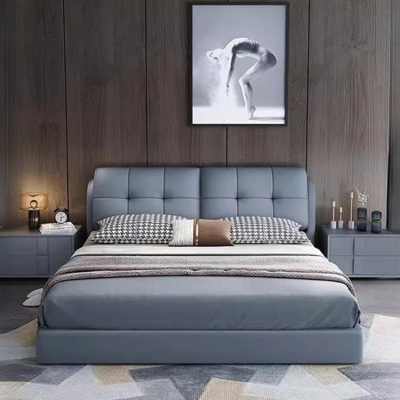 

king size 220x200cm Double bed base & frame lit luxe headboard Two persons bed luxury bedroom home camas de dormitorio furniture