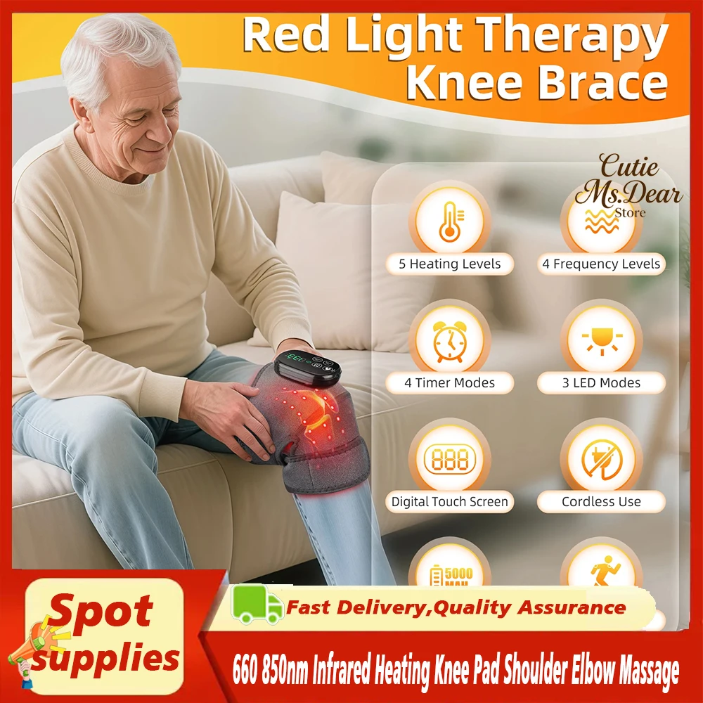 

660 850nm Infrared Heating Knee Pad Shoulder Elbow Massage Red Light Hot Compress USB Charging Elbow Shoulder