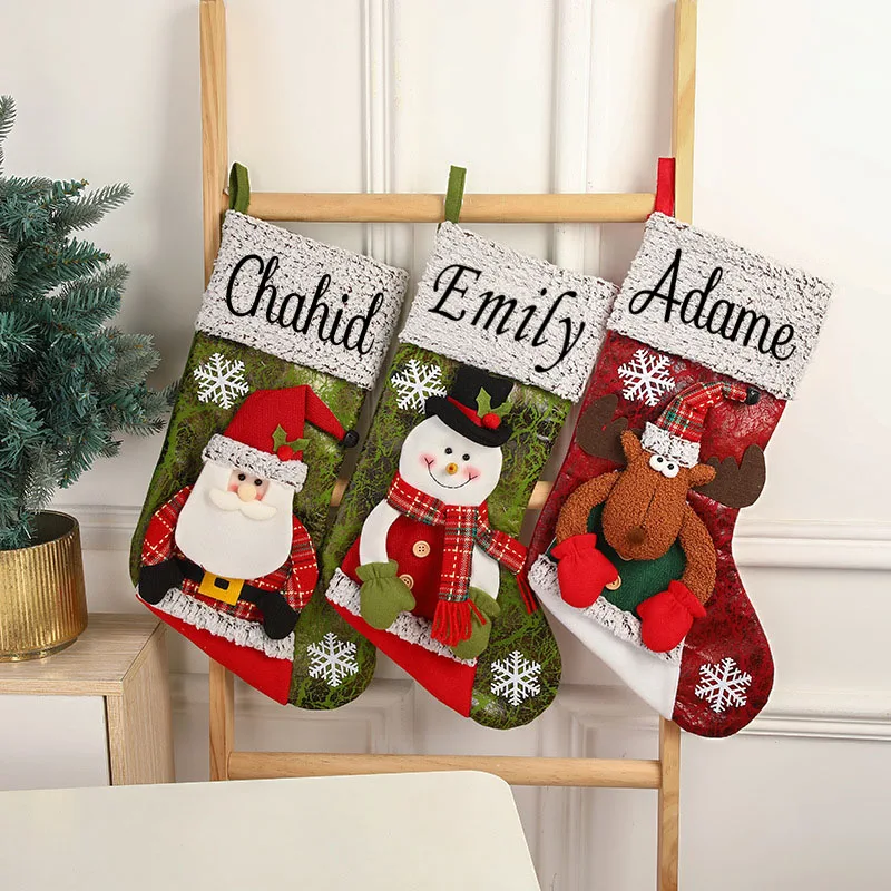 

Personalized printed Christmas gift bags, modern Christmas decorations, large three-dimensional Christmas socks, candy bags