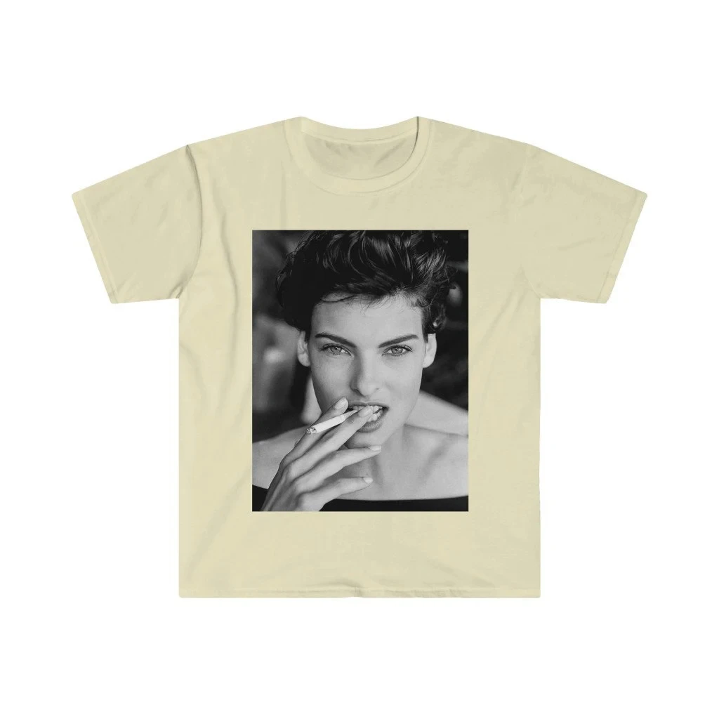 تي شيرت أيقونة الموضة، تي شيرت Linda Ivanglista، تي شيرت ريترو، قمصان عارضة أزياء التسعينيات قمصان مطبوعة ريترو، مطبوعات نموذج التسعينيات #6