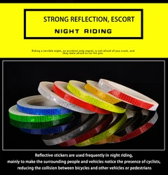 Motorcycle Wheels Reflect Fluorescent MTB Bike Reflective Sticker Strip Tape For Cycling Warning Safety Motorbike Wheel Decor