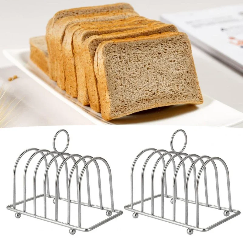 Stainless Steel Toast Bread Rack Restaurant Home Bread Holder 6 Slices Food Display Tool For Restaurant Kitchen Accessories