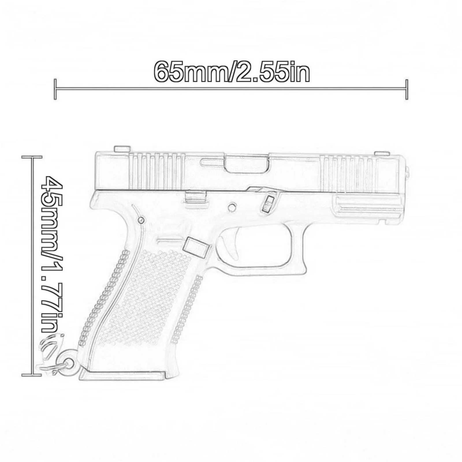 1 قطعة سلسلة المفاتيح على شكل مسدس سحر نموذج واقعي مجلة قابلة للإزالة ، نموذج مسدس مصغر