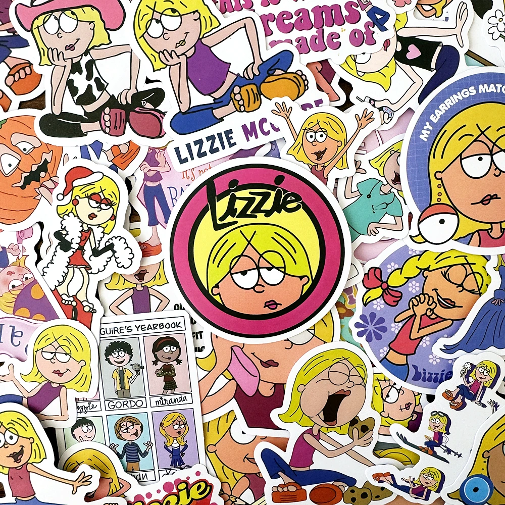 10/50 szt. Śmieszne dziewczyny Lizzie Mcguire naklejki Disney Cartoon naklejki do scrapbookingu telefon Laptop bagaż nastolatki Graffiti zabawki