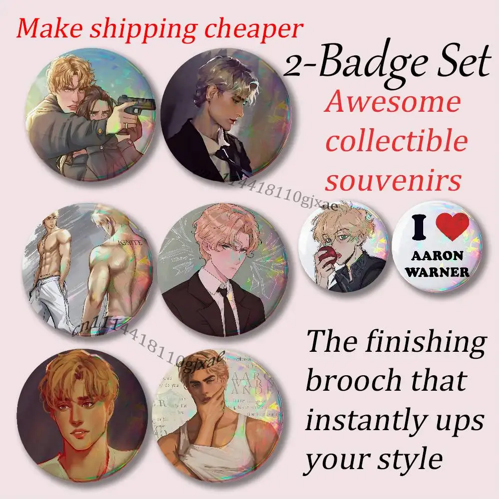 A-Aaron Warner S-Shatter Me Brooches for Backpack Accessories 25,32,44,58,75mm Round Enamel Pins 2-piece set Cartoon Anime Badge