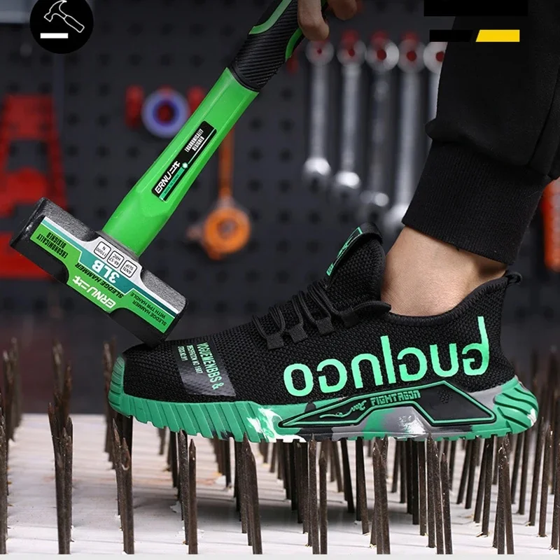 Good Lightweight Steel Toe Safety Shoes for Men Anti-puncture Work Shoes Men Breathable Indestructible Work Safety Boots