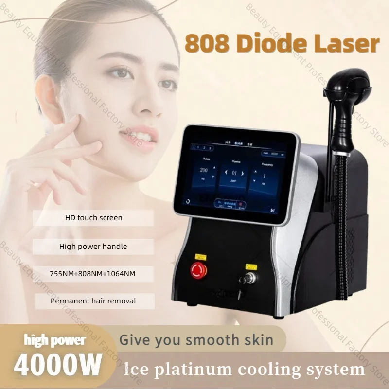 

4000W 808 Diode Laser 755 808 1064NM Professional Laser Hair Removal Machine Cooling Handle Painless Hair Removal Beauty Salon