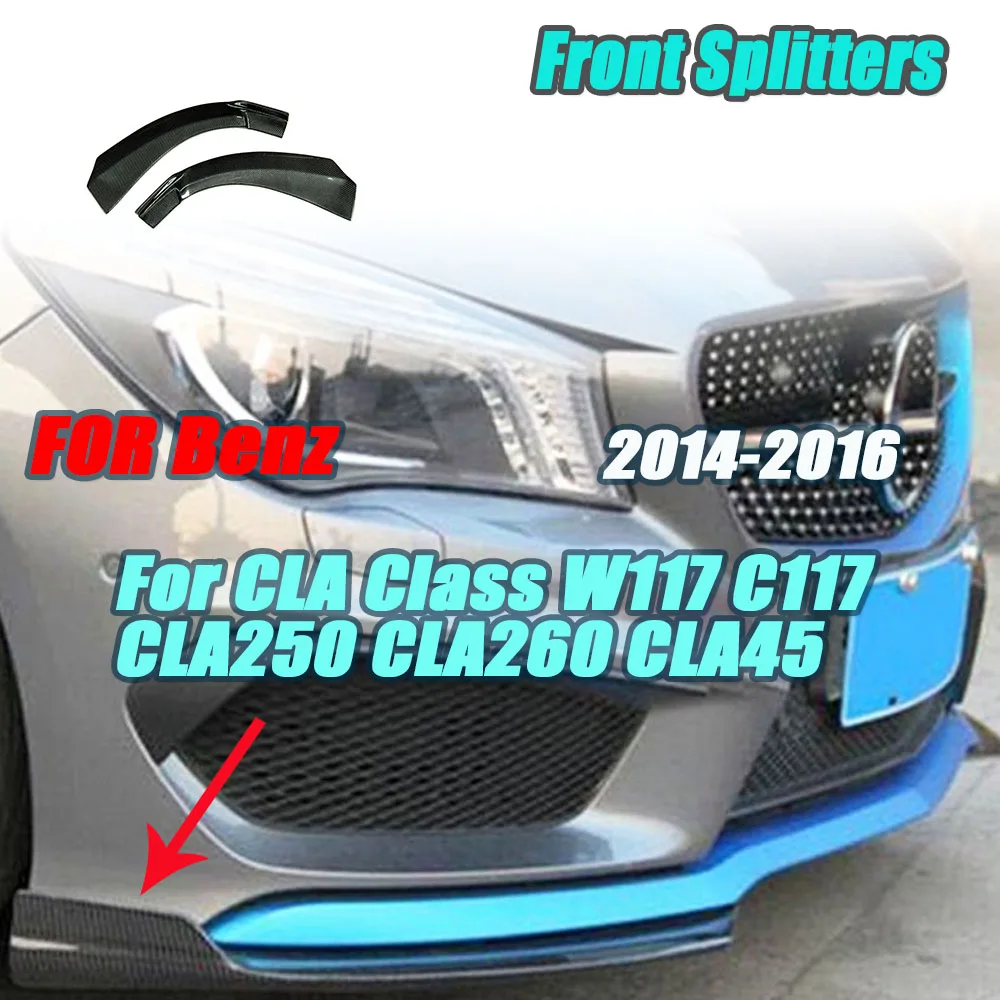

JCYECF Car Front Bumper Lip Splitters Flaps Red Line For Benz CLA Class W117 C117 CLA250 CLA260 CLA45 2014-2016 Carbon Fiber FRP