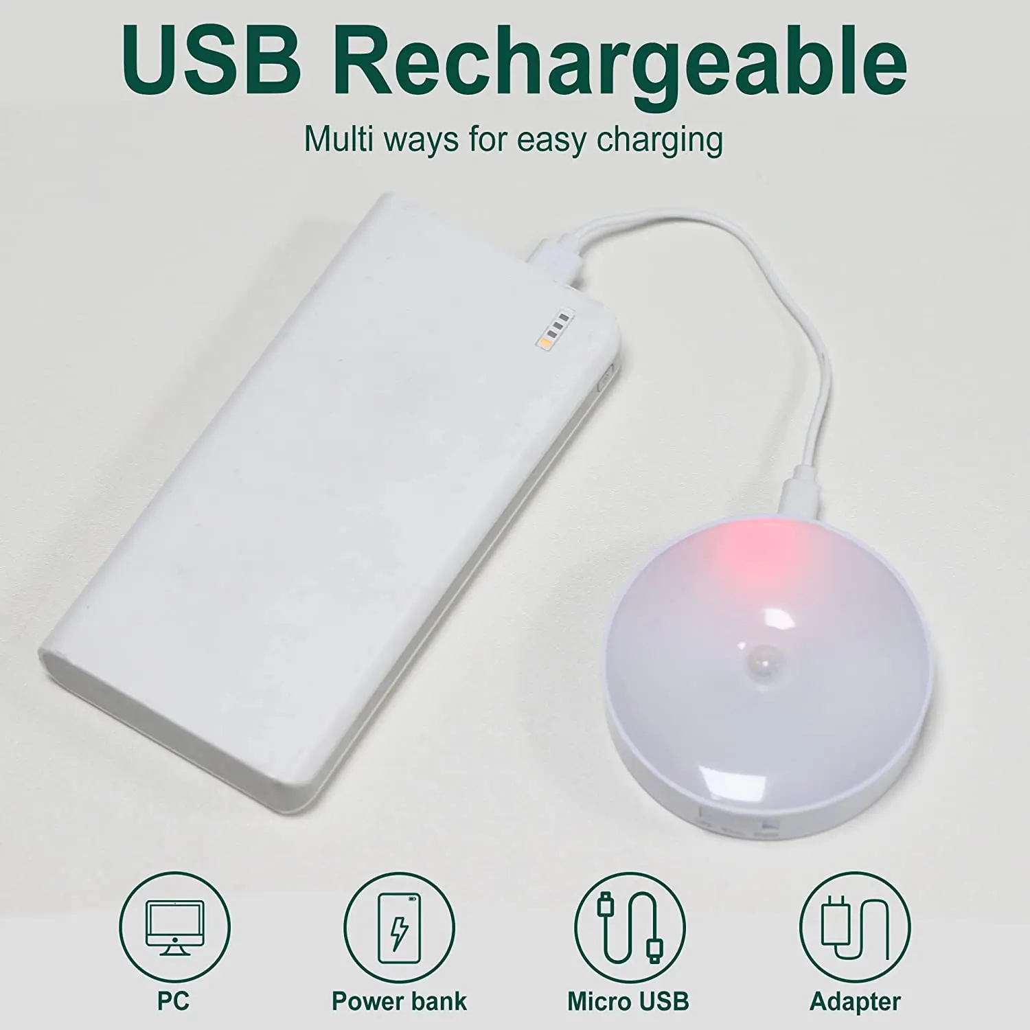 LEZOE 모션 센서 LED 야간 램프, USB 충전식 조명, 캐비닛 계단 욕실 옷장 복도 옷장 주방, 6 개