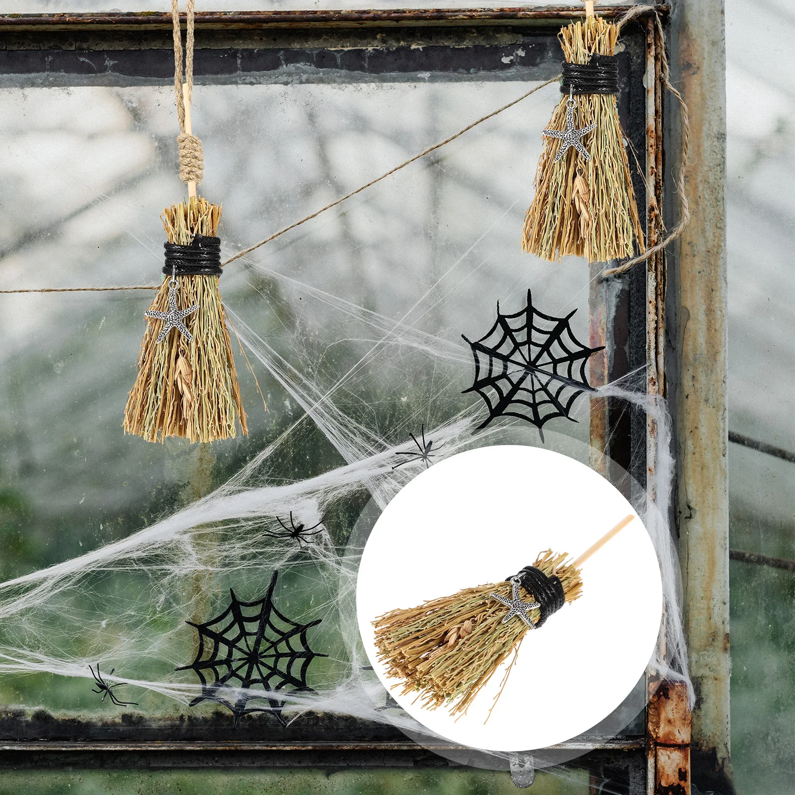 

2 шт., маленькая метла ведьмы, декор для Хэллоуина, реквизит для фотосессии, костюм, мяч, поставка, метла на Хэллоуин, ремесла, макет сцены