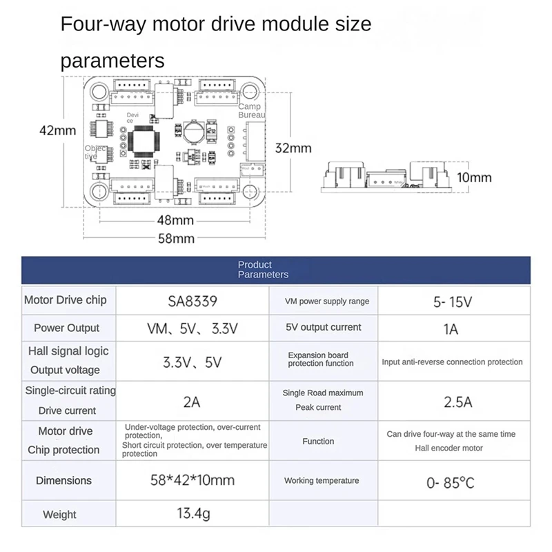 4 Way Encoded Motor Drive Module Onboard Voltage Stabilizing Circuit Motor Control Smart Car Dedicated to Robot Car Part-A09I