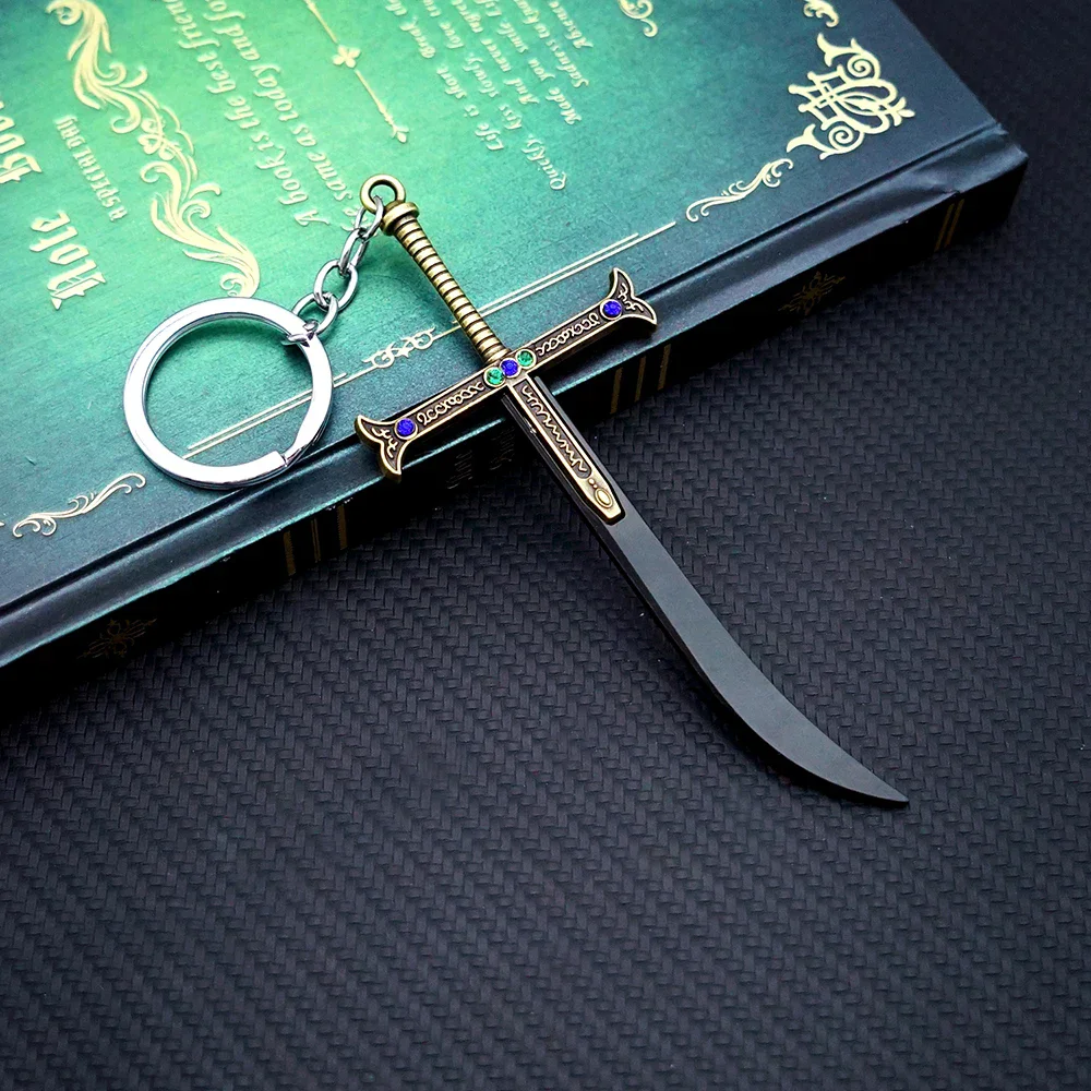 Dracule Mihawk llavero de Anime Mihawk espada llavero con colgante de Metal para hombres llavero Fans accesorios de Cosplay regalo