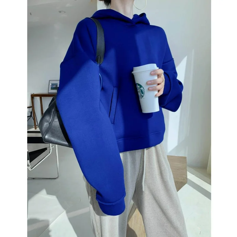 Spring Hooded Sweatshirts Women Air Layer Autumn Soft Delicate High Quality Three-dimensional Cutting Space Cotton Short Coats