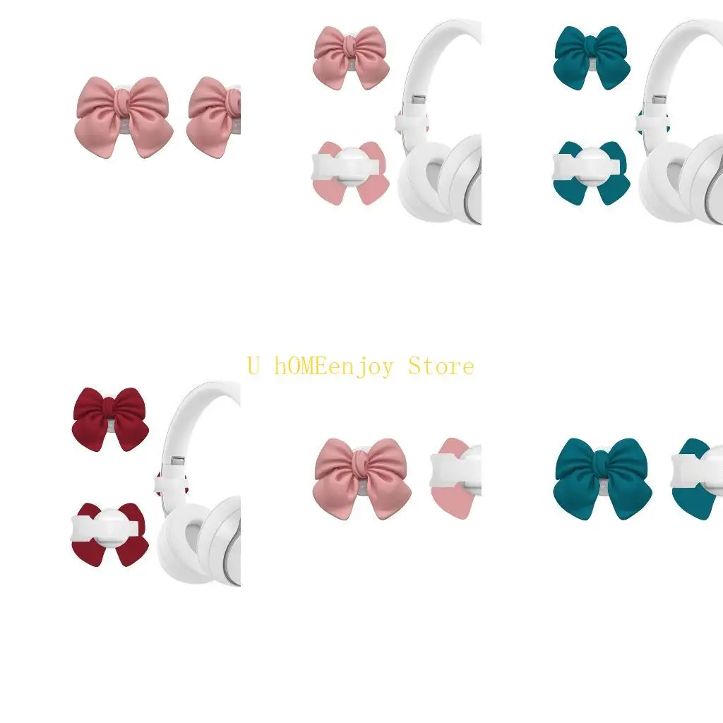 B0KF Resin Bows Clip Headband Charm For Headphones Adjustable Straps Comfortable Wear
