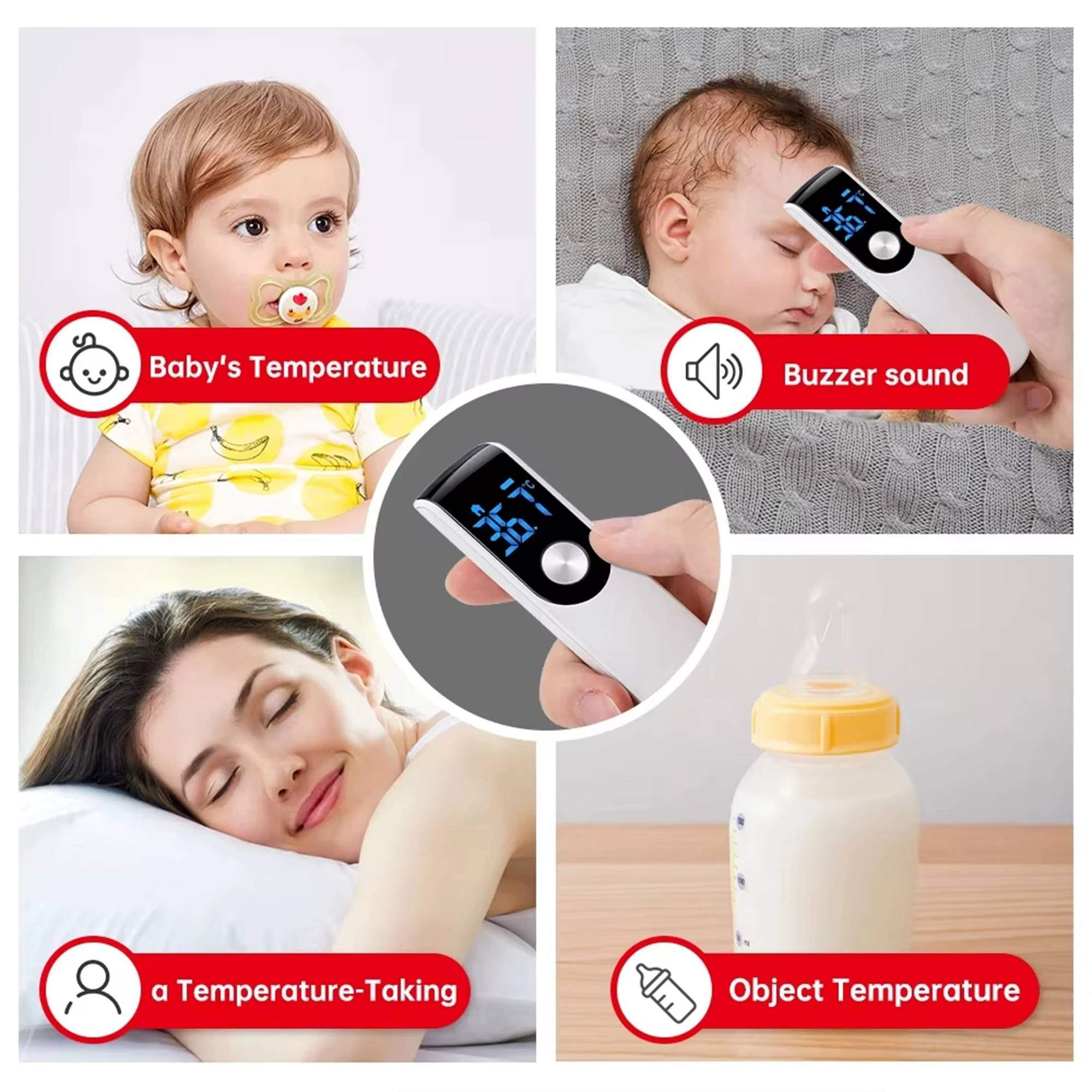 Termometro per febbre a infrarossi Termometro per orecchie per temperatura corporea laser senza contatto LCD digitale per uso domestico medico