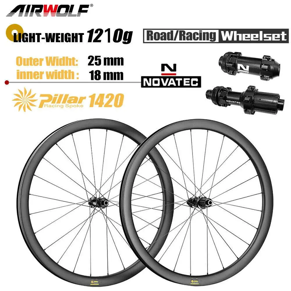 Airwolf Ultralight 1210g 30mm Rim 700c Road Bike Wheels Centerlock Tubeless Disc Bicycle Carbon wheel set For Racing Bike