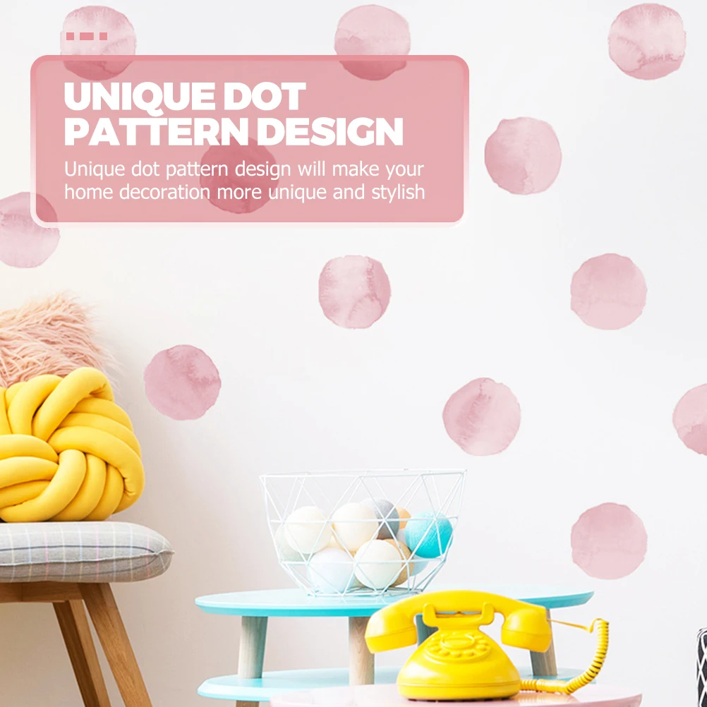 

4 Sheets Pink Dots Wall Decals Easy Apply Stylish Room Decoration Girl Wall Decals Pink Stickers Dot Wallpaper