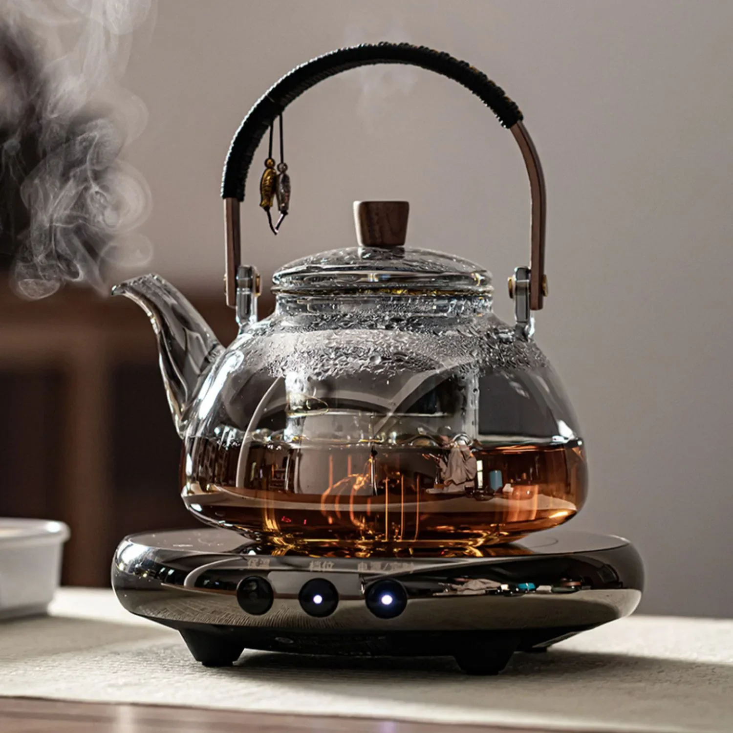 Electric Tea Stove Water Boiler Steamed Kettle Radiant-cooker Tempered panel Waterproof 950ml High borosilicate glass pot oneset