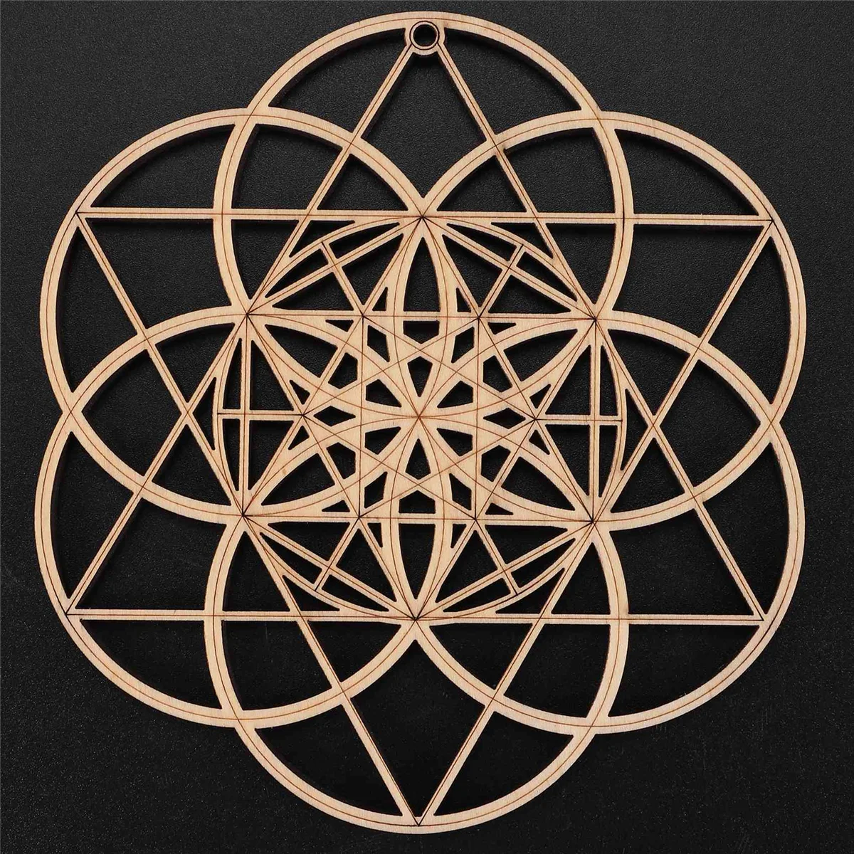 8Pack 14cm Wooden Wall Sign Flower of Life Shape Coaster Wood Wall Art DIY Coaster Geometry