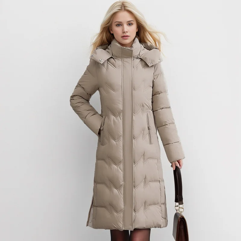 Cappotto Parka lungo da donna invernale Tinta unita Slim Fit Giacca imbottita con cappuccio da donna ispessita Cappotto taglie forti per signora