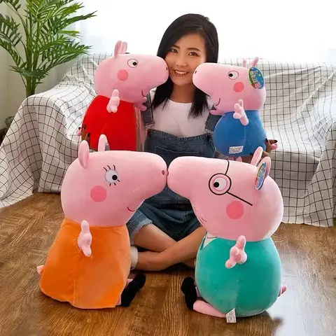 25cm 귀여운 Peppa 돼지 플러시 장난감 Kawaii 돼지 조지 돼지 아빠 돼지 엄마 만화 인형 어린이 방 장식 베개를 던져