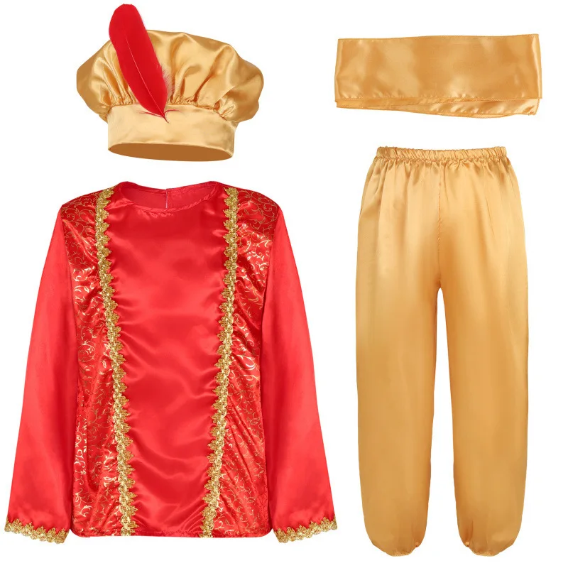 Aladdin Prince Costume Performance Clothes loween Cosplay Arab Masking Ball Children's Performance Suit Polyester Fiber