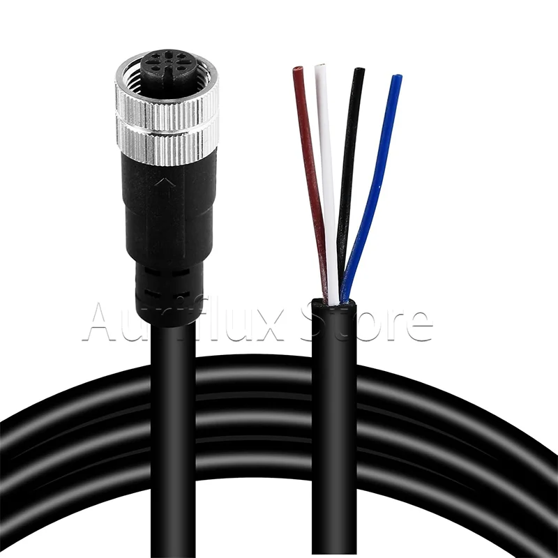 M12 الاستشعار موصل كابل الطيران-ذكر/أنثى 4/5/8 دبوس 1 متر/2 متر/5 متر مقبس الطيران كابل كهربائي مقاوم للماء