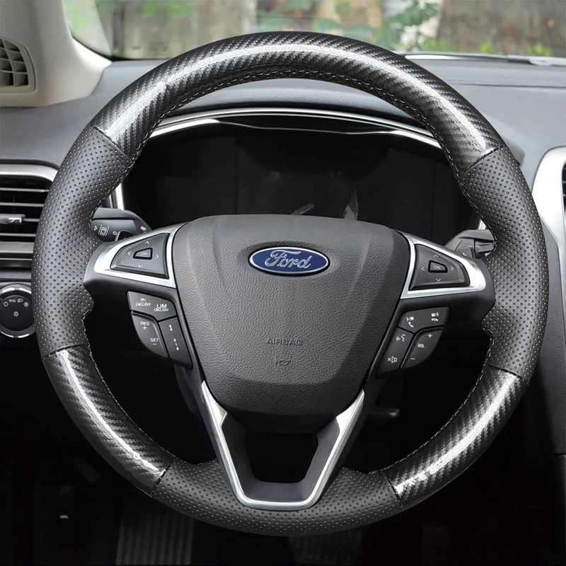 Microfiber Leather Car Steering Wheel Cover for Ford Fusion Mondeo 2013 2014 EDGE 2015 2016 Hand Stitched Protector Wrap Cover
