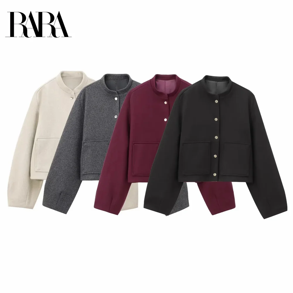 

2024 RARA patch pocket short single-breasted bomber jacket winter new arrival women's casual versatile style jacket