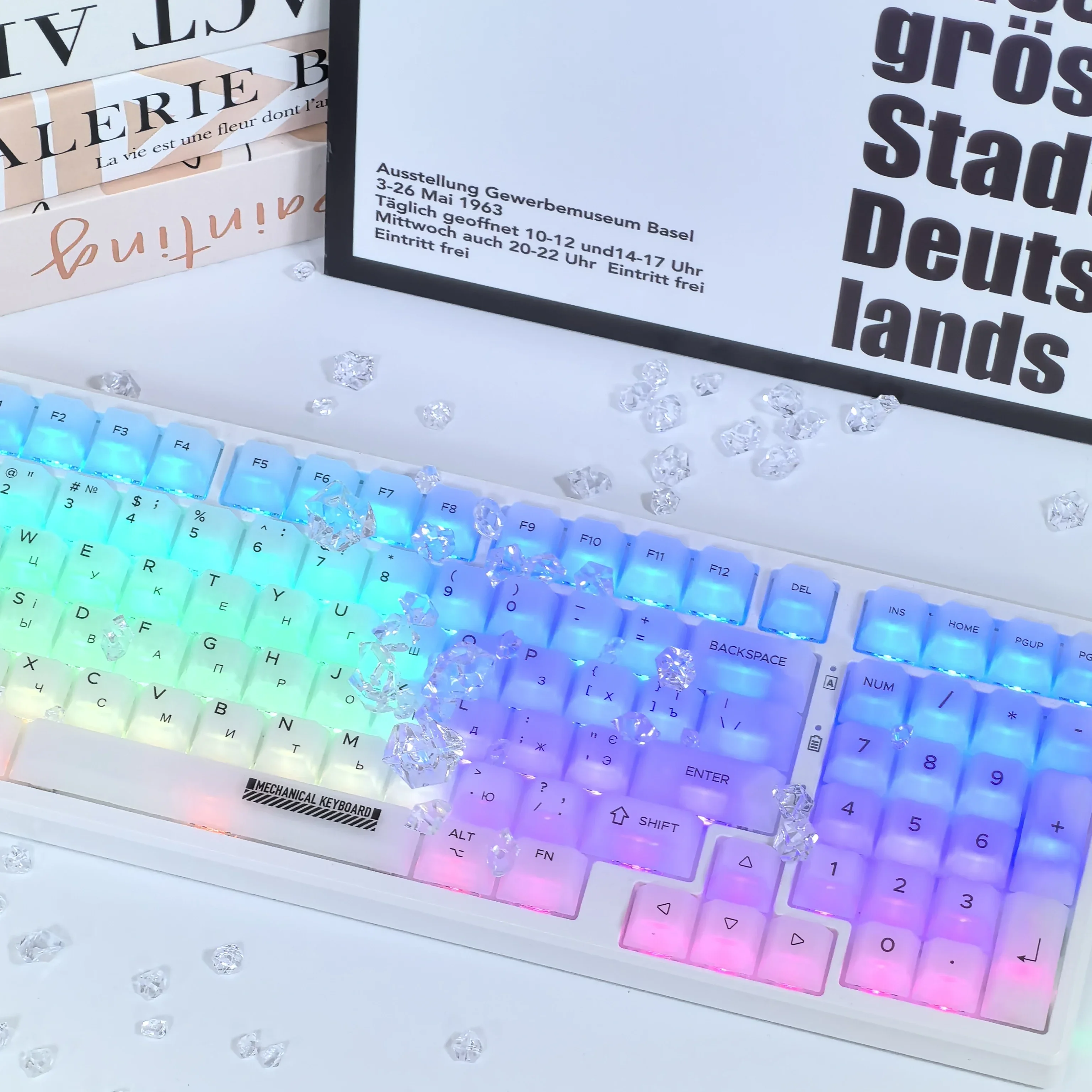 Imagem -02 - Abs Cherry Profile Keycap Teclado Mecânico Branco Leitoso Nevoeiro Fosco Transparente Matte Russo Coreano Inglês