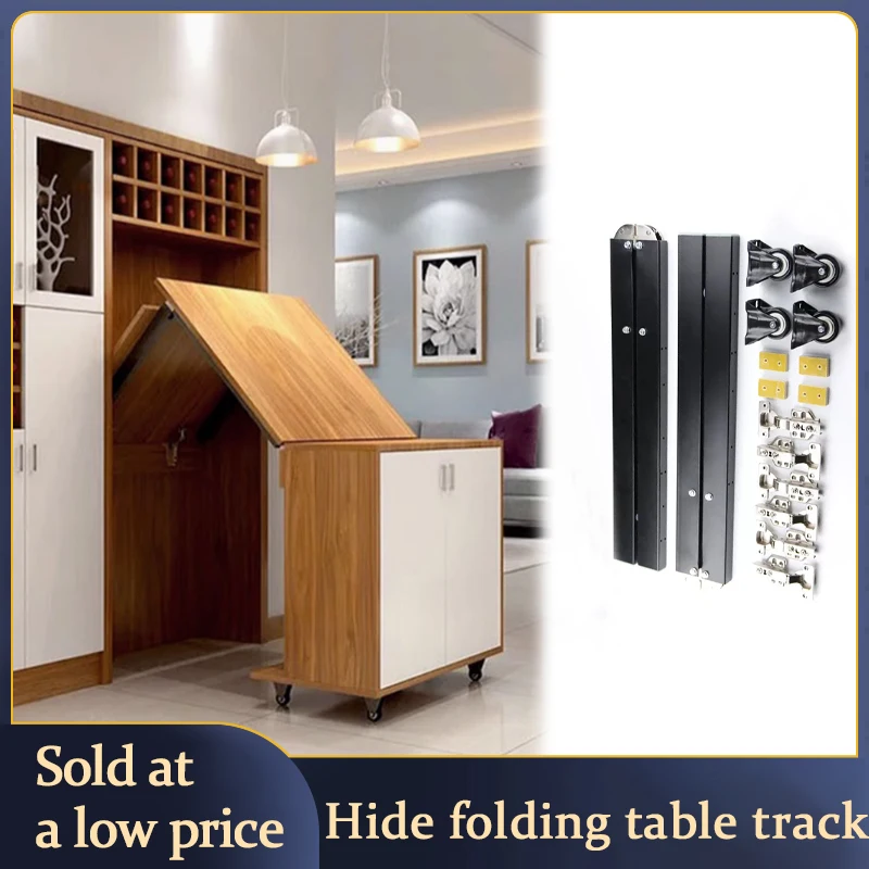 Foldable Flip-Up Concealed Telescopic Table Mechanism Space-Saving Multi-Use Hardware For Compact Desk Dining Bar
