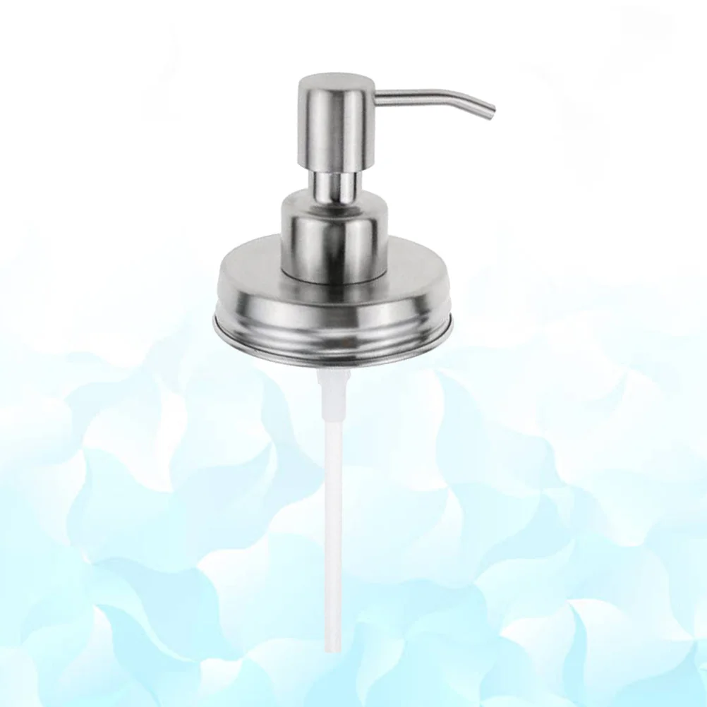 

1Pcs Stainless Steel Pump Dispenser Lid Mason Jar Cover Replacement Easy Use for Bathroom Kitchen Laundry Silver