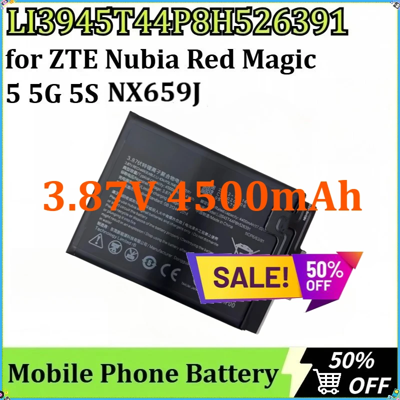 

For ZTE Nubia Red Magic 5 5G 5S NX659J Smart Phone New LI3945T44P8H526391 Mobile Phone Battery 3.87V 4500mAh