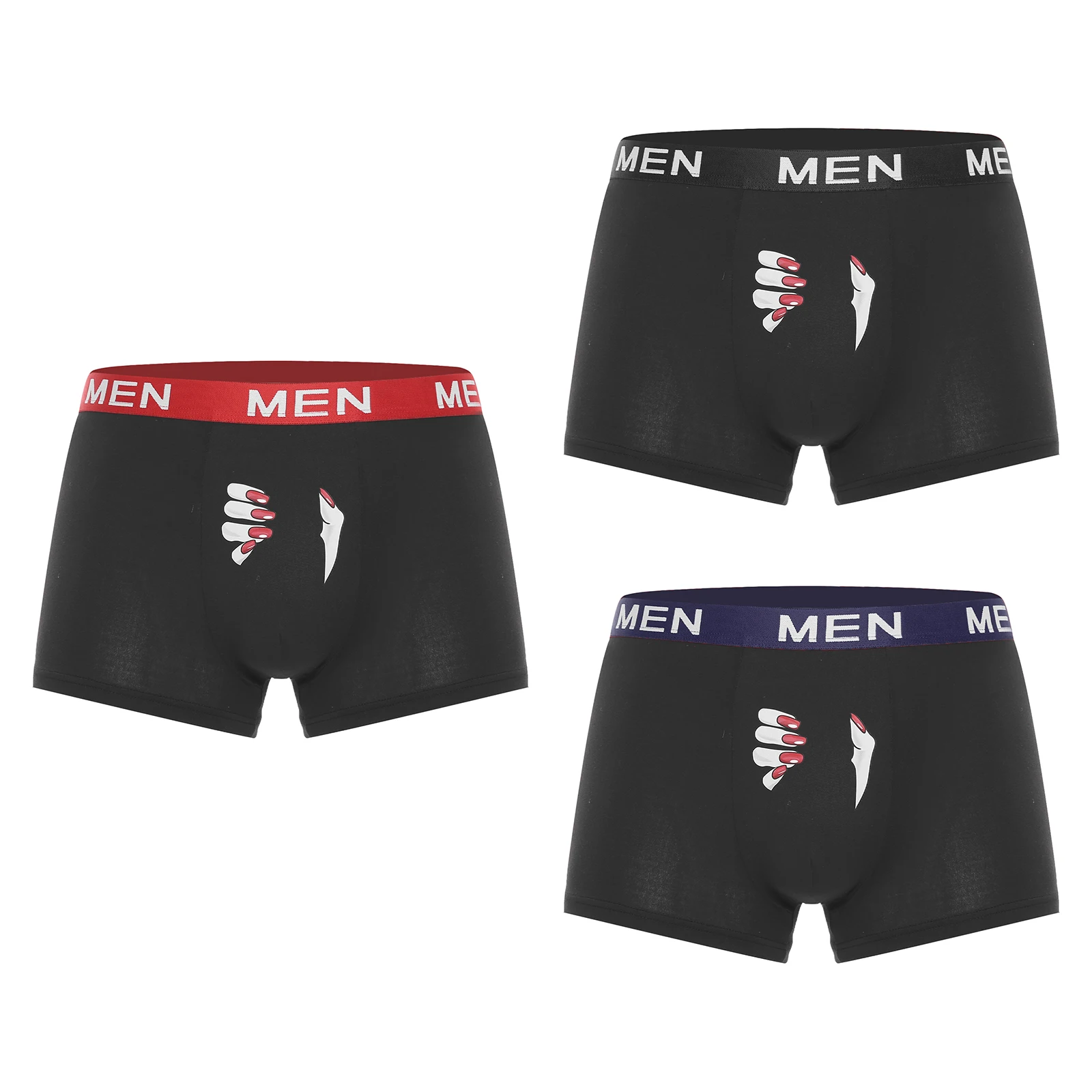 

Комплект нижнего белья из 3 предметов для мужчин, забавные выпуклые трусы-боксеры с принтом, эластичный пояс, нижнее белье, кляп, подарок для парня, мужа