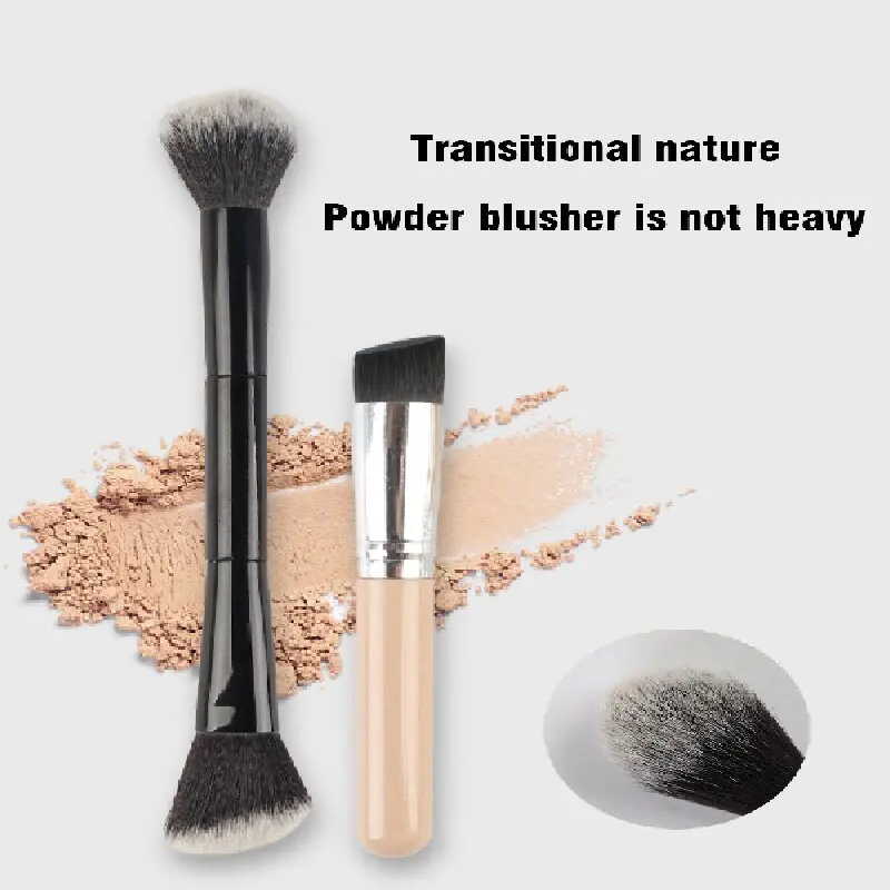 Double-Ended Makeup Brush Loose Powder Brush Blush Highlight Brush Flame Brush Brightening Fiber Bristles Soft