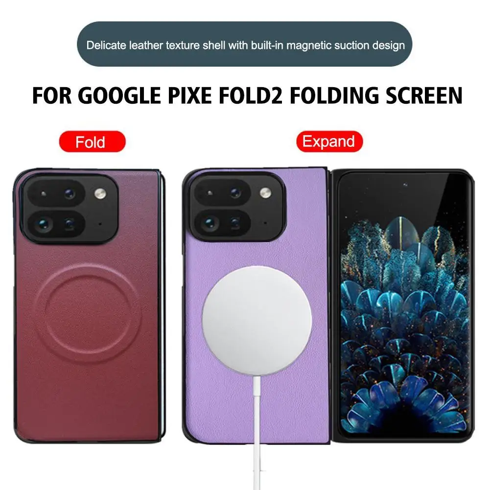 1pcs for Google Pixel 9 Pro Fold Phone Case Protect Phone Screen Leather Case With Built-in Magnetic Suction Wireless Charging