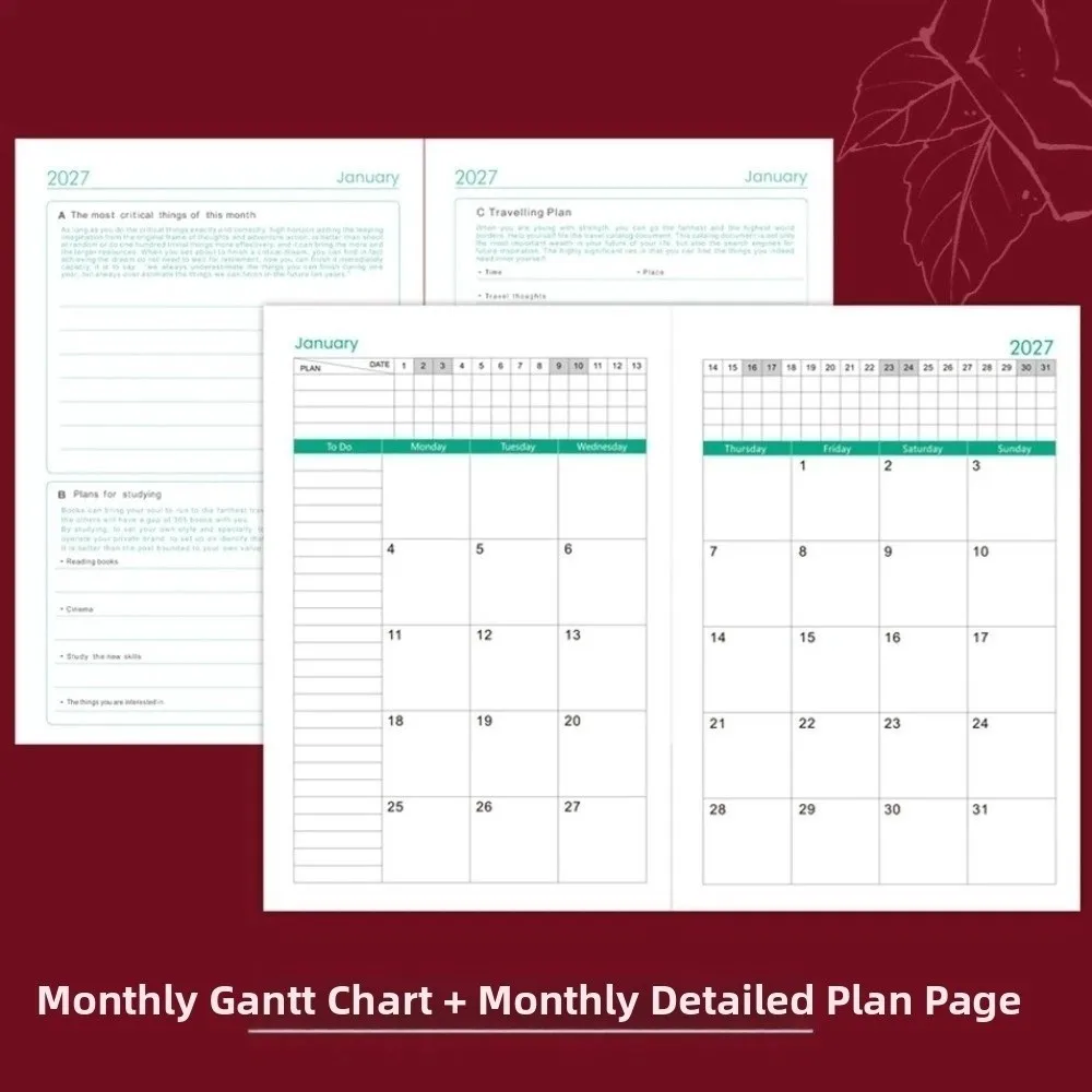 A5 2027 Schedule Book Calendar Notebook Convenient Agenda Planner Notebook Diary Writing Pads Multi Functional