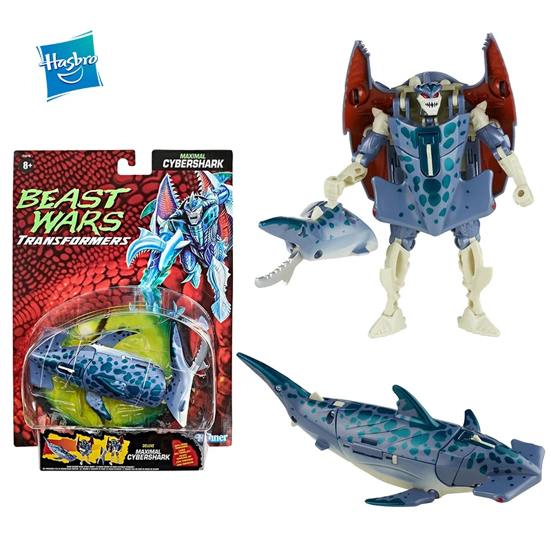 

In Stock Original 14cm Hasbro Action Figure Transformers Beast Wars Deluxe Cybershark Anime Figure Hobby Robot Model Toy Gifts