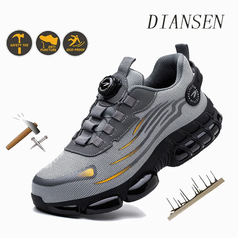 

Мужская рабочая защитная обувь Защитные ботинки со стальным носком и поворотной кнопкой Легкий дизайн с защитой от ударов и проколов для работы